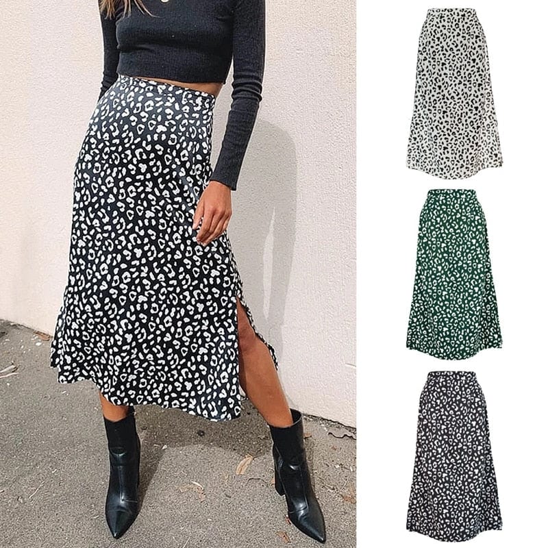 Sexy Leopard Wrap Print Chiffon Split Skirt - east2cart.uk