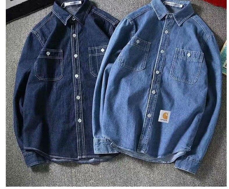 Casual Lapel Cotton Loose Denim Shirt - east2cart.uk