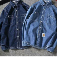 Casual Lapel Cotton Loose Denim Shirt - east2cart.uk