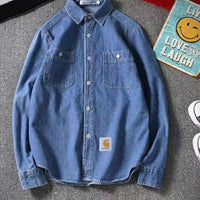 Casual Lapel Cotton Loose Denim Shirt - east2cart.uk