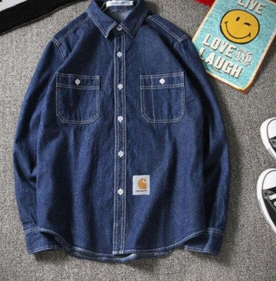 Casual Lapel Cotton Loose Denim Shirt - east2cart.uk