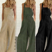 Ladies Linen Jumpsuits with Pockets Wide Leg - east2cart.uk