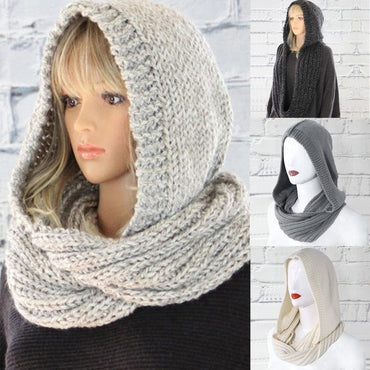 Winter Warm Knitted Neck And Head Scarf