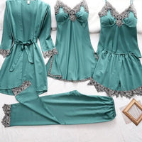 Ladies 5 Pieces Elegant Silk Pyjama Set - east2cart.uk