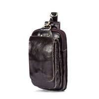 Real Leather men Casual Design Small Waist Bag Cowhide Fashion Hook Bum Bag Waist Belt Pack Cigarette Case 5.5" Phone Pouch 1609 - east2cart.uk