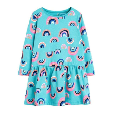 Cloud Rainbow Print Party Dress