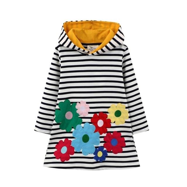 Rainbow Embroidery Girls Hoodie Dress