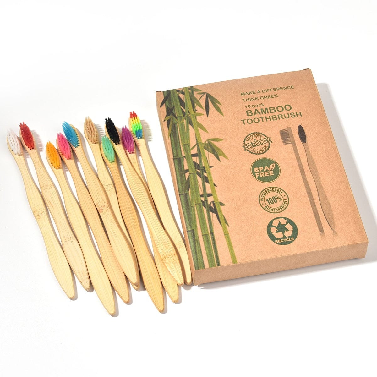 Mixed Color Bamboo Toothbrush - east2cart.uk