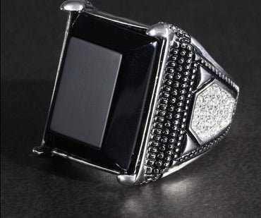 Retro Agate Stone Turkish Men's Wedding Ring - east2cart.uk