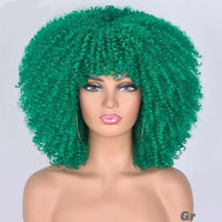 Short Hair Afro Kinky Curly Wigs With Bangs For Black Women African Synthetic Omber Glueless Cosplay Wigs High Temperature Lizzy - east2cart.uk