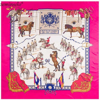 Luxury Brand 100% Twill Silk Scarf Square 130*130cm Scarf Scarves New Design Print Kerchief Women Neck Shawl Wraps Echarpe Hijab - east2cart.uk