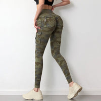 Elastic Camouflage Fitness Leggings With Pocket