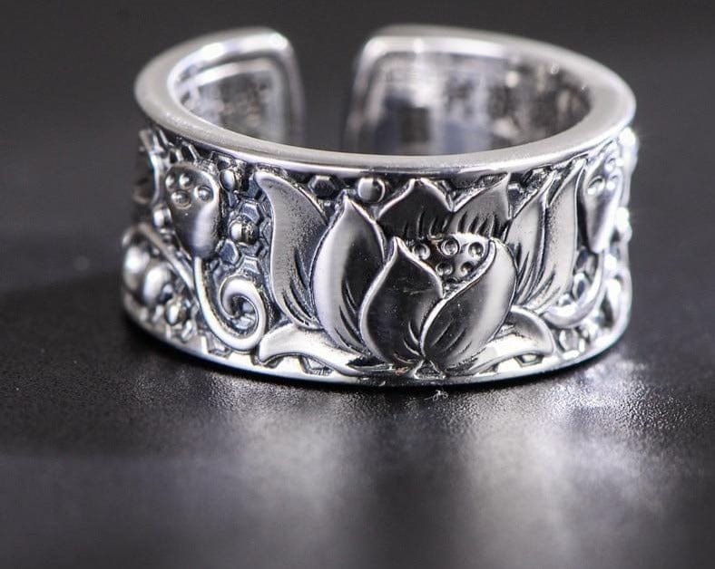 Lotus Heart Buddha Ring Unisex - east2cart.uk