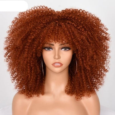 16''Short Hair Afro Kinky Curly Wig With Bangs - east2cart.uk