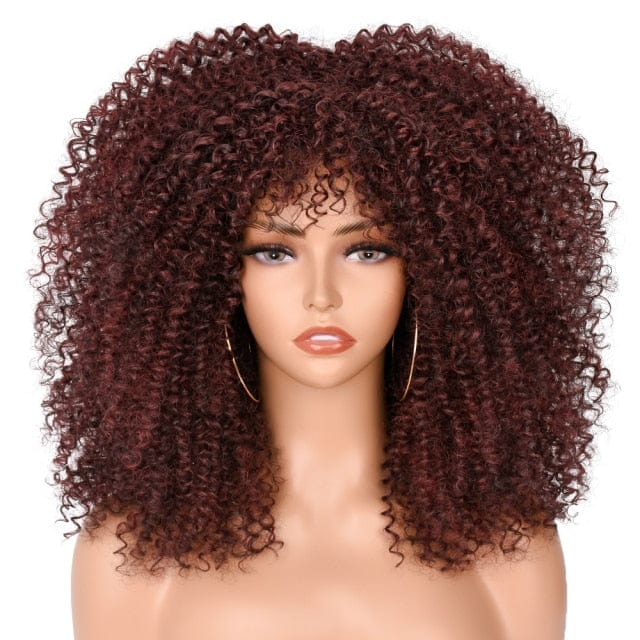 16''Short Hair Afro Kinky Curly Wig With Bangs - east2cart.uk