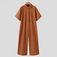 VONDA Women Jumpsuits 2021 Summer Sexy Short Sleeve Rompers Wide Leg Pants Casual Loose Long Playsuits Femme Overalls Overalls - east2cart.uk