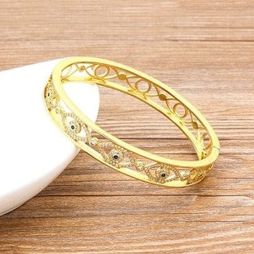 New Arrival Luxury Stackable Statement Gold Bangle for Women Wedding Cubic Zircon Crystal CZ Dubai Gold Plated Bracelets Gifts - east2cart.uk