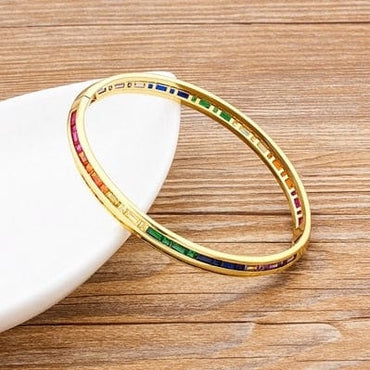 New Arrival Luxury Stackable Statement Gold Bangle for Women Wedding Cubic Zircon Crystal CZ Dubai Gold Plated Bracelets Gifts - east2cart.uk