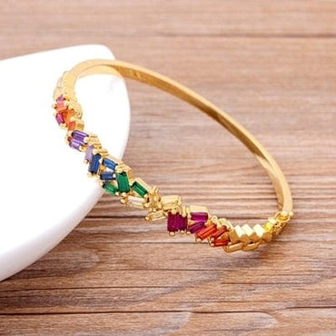 New Arrival Luxury Stackable Statement Gold Bangle for Women Wedding Cubic Zircon Crystal CZ Dubai Gold Plated Bracelets Gifts - east2cart.uk