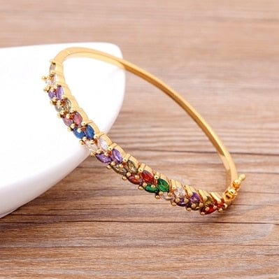 New Arrival Luxury Stackable Statement Gold Bangle for Women Wedding Cubic Zircon Crystal CZ Dubai Gold Plated Bracelets Gifts - east2cart.uk