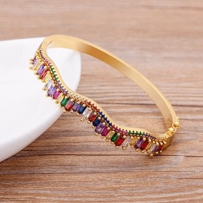 New Arrival Luxury Stackable Statement Gold Bangle for Women Wedding Cubic Zircon Crystal CZ Dubai Gold Plated Bracelets Gifts - east2cart.uk