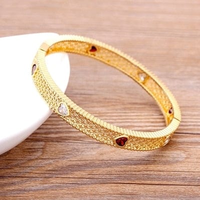 New Arrival Luxury Stackable Statement Gold Bangle for Women Wedding Cubic Zircon Crystal CZ Dubai Gold Plated Bracelets Gifts - east2cart.uk