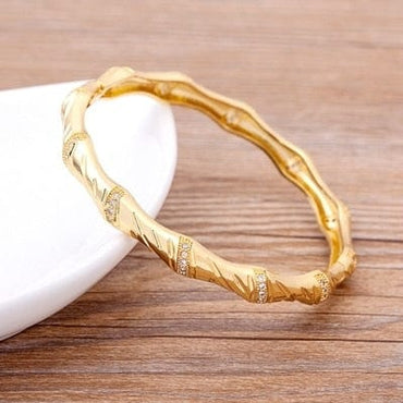 New Arrival Luxury Stackable Statement Gold Bangle for Women Wedding Cubic Zircon Crystal CZ Dubai Gold Plated Bracelets Gifts - east2cart.uk