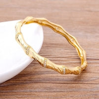 New Arrival Luxury Stackable Statement Gold Bangle for Women Wedding Cubic Zircon Crystal CZ Dubai Gold Plated Bracelets Gifts - east2cart.uk