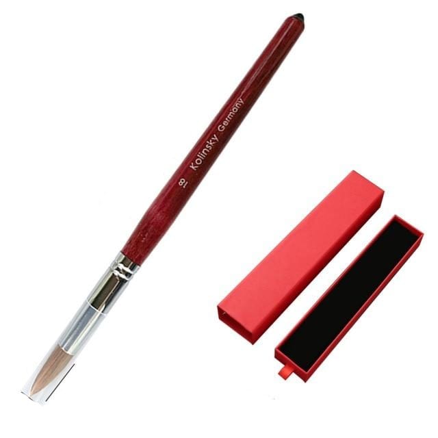 UsiDaer Kolinsky Nail Brush Acrylic with Red Round Wooden Handle and 100% Kolinsky Sable Hair for Crystal UV Gel Painting - east2cart.uk