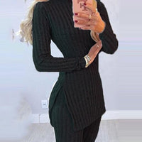 Long Sleeve Ribbed Sweater And Trouser Set