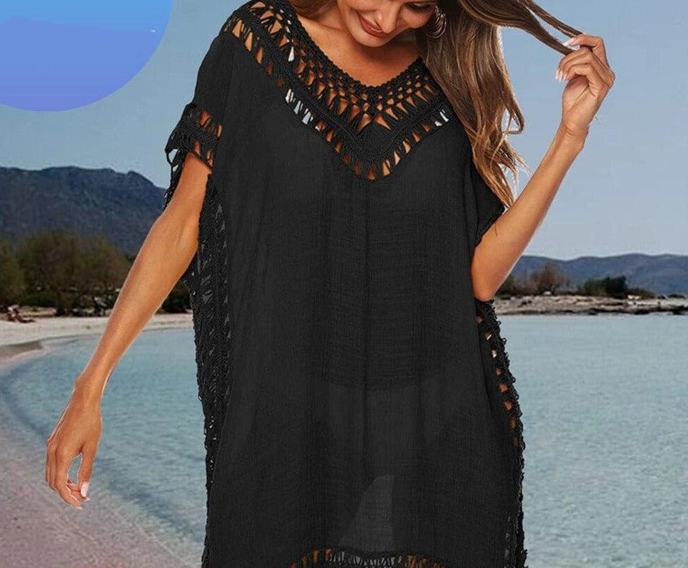 Crochet Knitted Tassel Tie Tunic - east2cart.uk