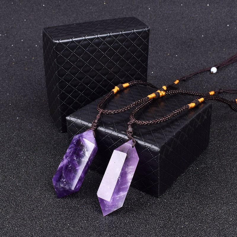 Natural Amethyst Pyramid Necklace - east2cart.uk