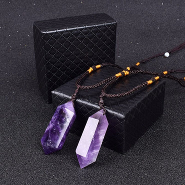 Natural Amethyst Pyramid Necklace - east2cart.uk
