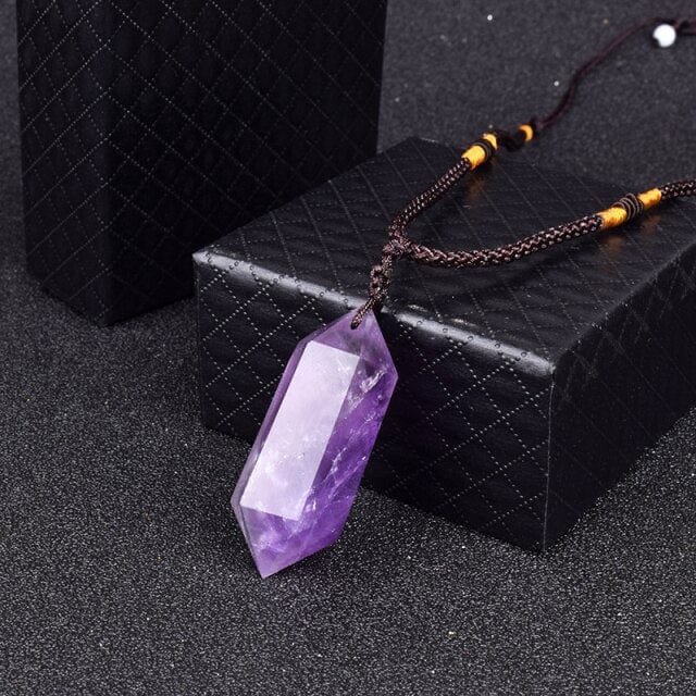 Natural Amethyst Pyramid Necklace - east2cart.uk