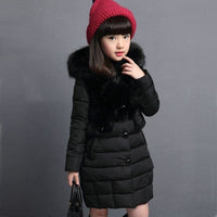 Girls Windbreaker Hooded Red Winter Coat