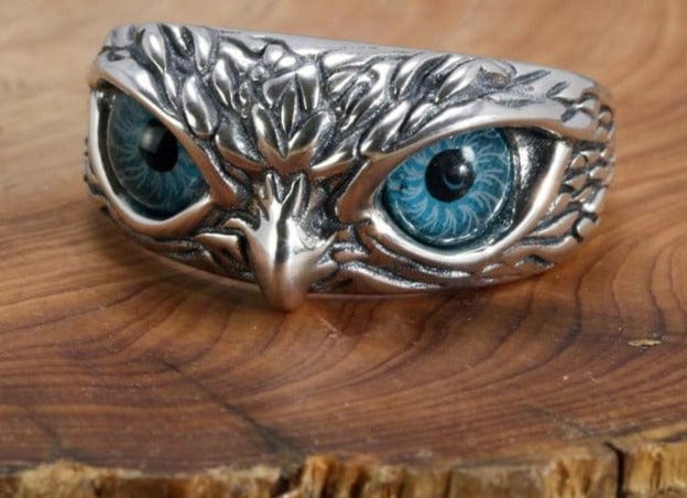 Real 925 Sterling Silver Demon Eye Owl Ring For Women Girl Lovers Retro Animal Open Adjustable Ring Statement Ring Jewelry Gift - east2cart.uk