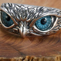 Real 925 Sterling Silver Demon Eye Owl Ring For Women Girl Lovers Retro Animal Open Adjustable Ring Statement Ring Jewelry Gift - east2cart.uk