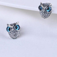 Real 925 Sterling Silver Demon Eye Owl Ring For Women Girl Lovers Retro Animal Open Adjustable Ring Statement Ring Jewelry Gift - east2cart.uk