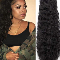 Vigorous Corn Wavy Long Ponytail Synthetic Hairpiece Wrap on Clip Hair Extensions Ombre Brown Pony Tail Blonde Fack Hair - east2cart.uk