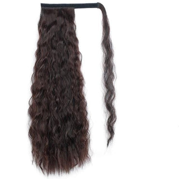 Vigorous Corn Wavy Long Ponytail Synthetic Hairpiece Wrap on Clip Hair Extensions Ombre Brown Pony Tail Blonde Fack Hair - east2cart.uk