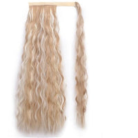 Vigorous Corn Wavy Long Ponytail Synthetic Hairpiece Wrap on Clip Hair Extensions Ombre Brown Pony Tail Blonde Fack Hair - east2cart.uk