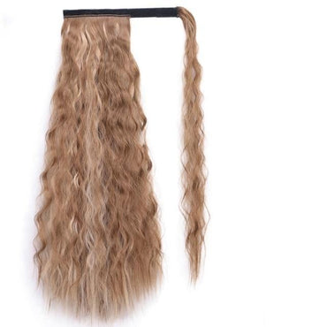 Vigorous Corn Wavy Long Ponytail Synthetic Hairpiece Wrap on Clip Hair Extensions Ombre Brown Pony Tail Blonde Fack Hair - east2cart.uk