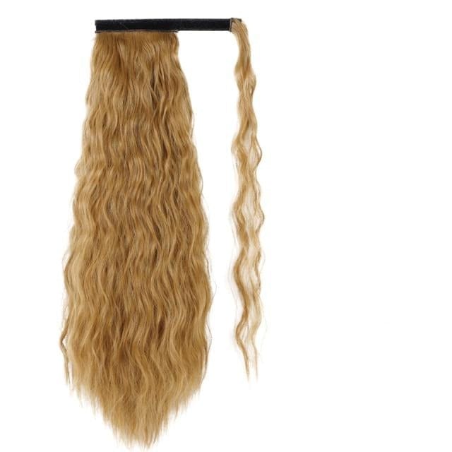 Vigorous Corn Wavy Long Ponytail Synthetic Hairpiece Wrap on Clip Hair Extensions Ombre Brown Pony Tail Blonde Fack Hair - east2cart.uk