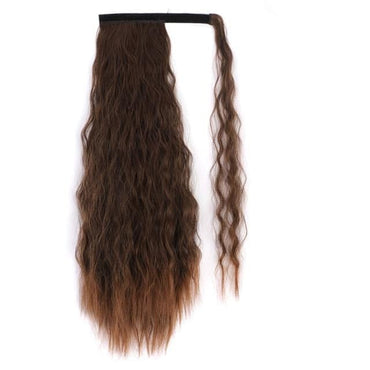 Vigorous Corn Wavy Long Ponytail Synthetic Hairpiece Wrap on Clip Hair Extensions Ombre Brown Pony Tail Blonde Fack Hair - east2cart.uk