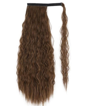 Vigorous Corn Wavy Long Ponytail Synthetic Hairpiece Wrap on Clip Hair Extensions Ombre Brown Pony Tail Blonde Fack Hair - east2cart.uk