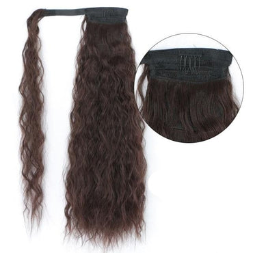 Vigorous Corn Wavy Long Ponytail Synthetic Hairpiece Wrap on Clip Hair Extensions Ombre Brown Pony Tail Blonde Fack Hair - east2cart.uk