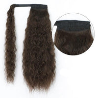 Vigorous Corn Wavy Long Ponytail Synthetic Hairpiece Wrap on Clip Hair Extensions Ombre Brown Pony Tail Blonde Fack Hair - east2cart.uk