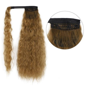 Vigorous Corn Wavy Long Ponytail Synthetic Hairpiece Wrap on Clip Hair Extensions Ombre Brown Pony Tail Blonde Fack Hair - east2cart.uk