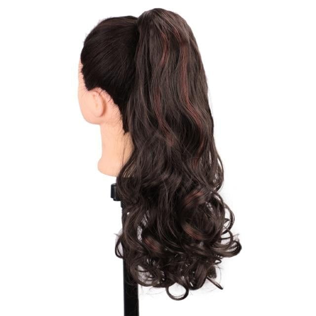 Vigorous Corn Wavy Long Ponytail Synthetic Hairpiece Wrap on Clip Hair Extensions Ombre Brown Pony Tail Blonde Fack Hair - east2cart.uk