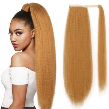 Vigorous Corn Wavy Long Ponytail Synthetic Hairpiece Wrap on Clip Hair Extensions Ombre Brown Pony Tail Blonde Fack Hair - east2cart.uk